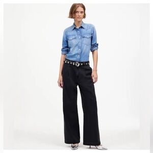 Madewell The Harlow Wide Leg Jean Relaxed Denim Tailored Trouser Denim Black 28